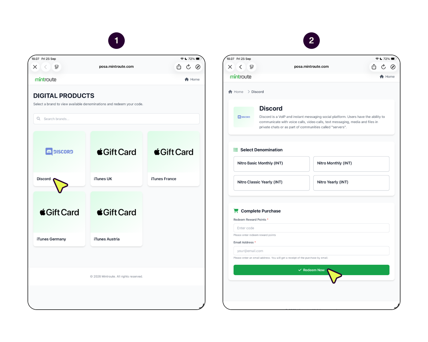 Passo a passo para resgatar o código do voucher do Discord Nitro Yearly no site da Mintroute.